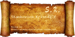 Stankovics Kristóf névjegykártya